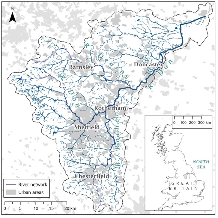 Map of the Don Catchment across South Yorkshire and nearby areas.